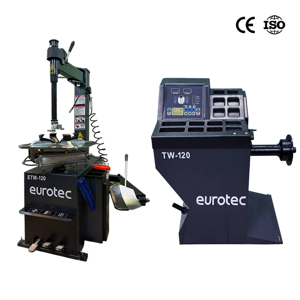 Eurotec Werkstatt-Set · Reifenmontiermaschine ETM-120 + Radauswuchtmaschine TW-120