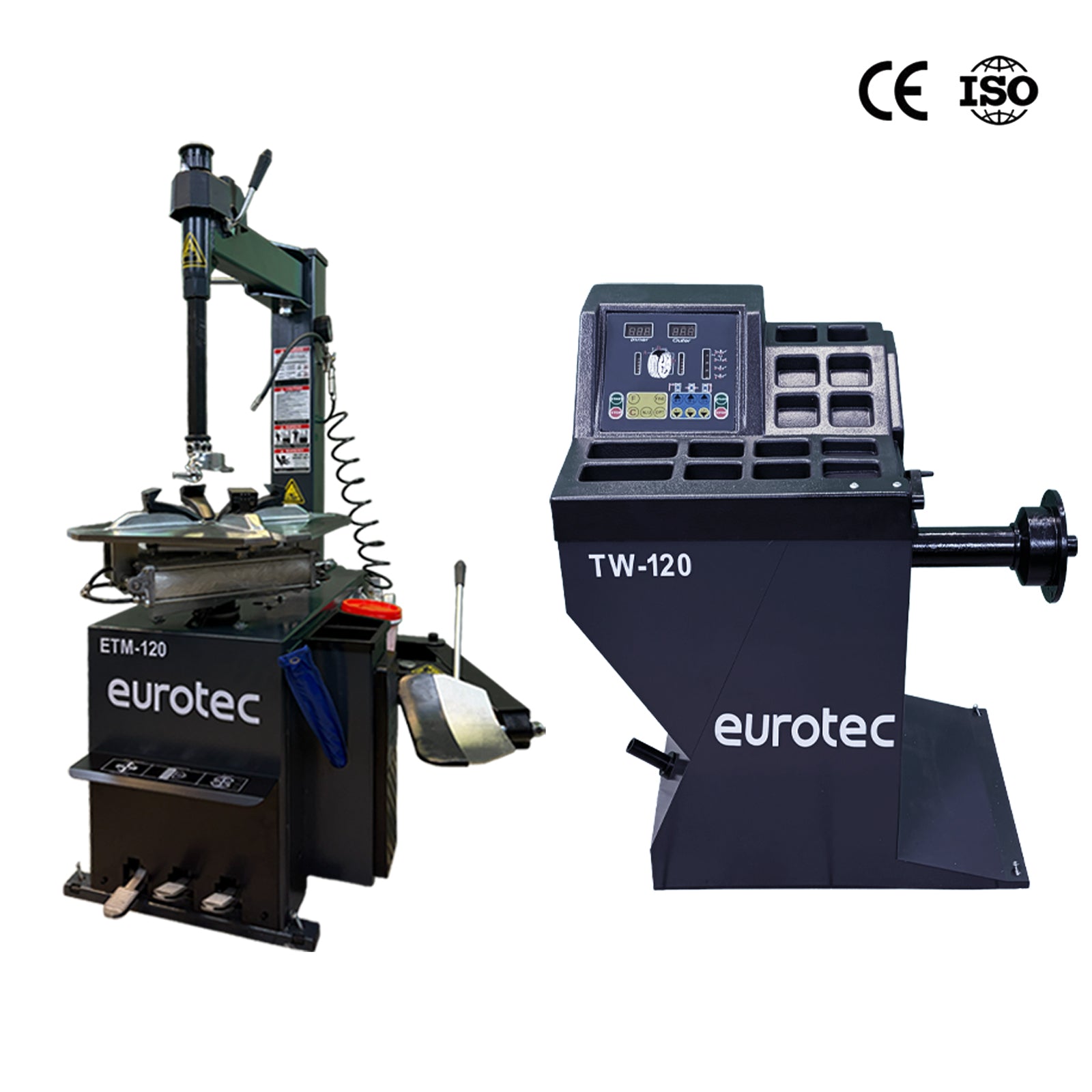 Eurotec Werkstatt-Set · Reifenmontiermaschine ETM-120 + Radauswuchtmaschine TW-120